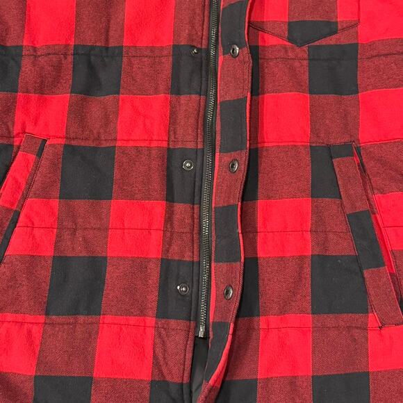 Levi’s Buffalo Plaid Sherpa Lined Hoodie Jacket - Red Black Shacket — XL - Picture 3 of 7